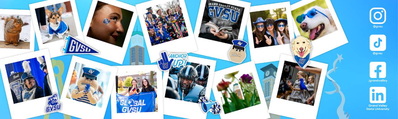 Social Media website header with a collage of campus photos.